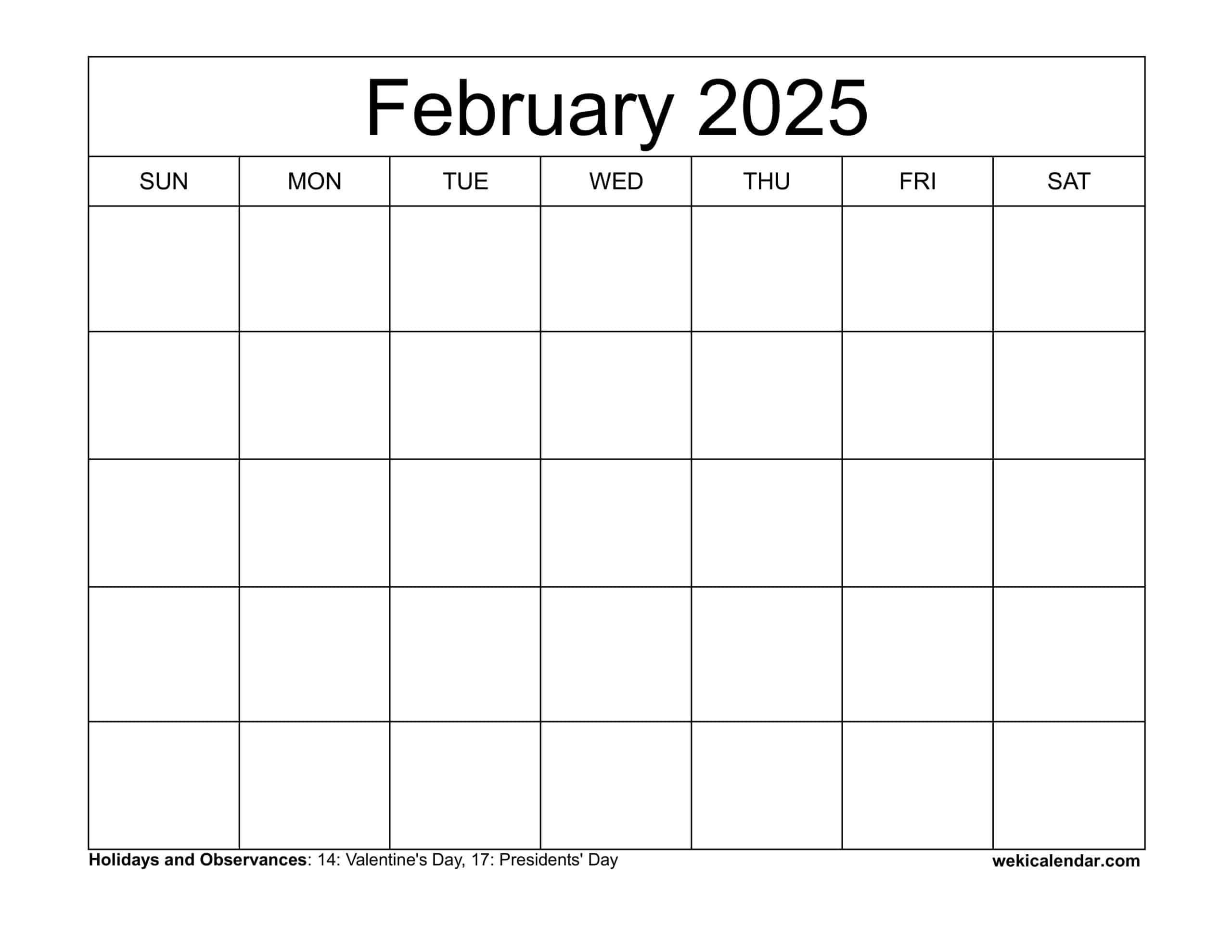 February 2025 Calendar