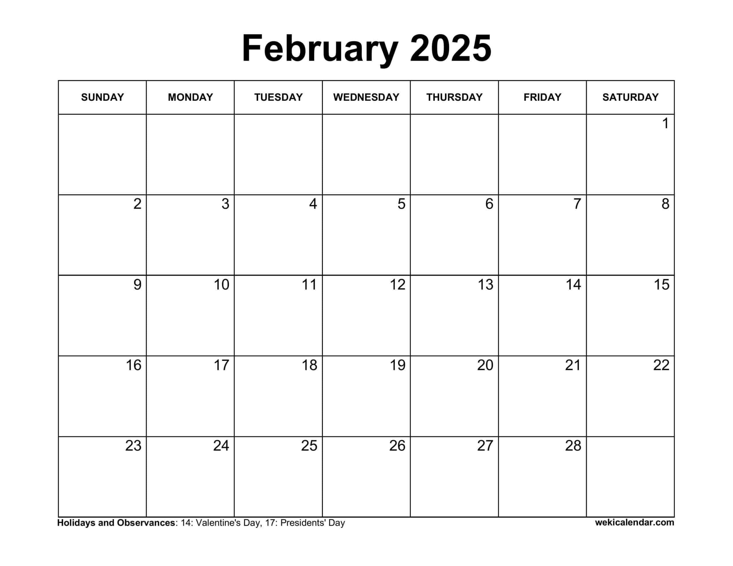 February 2025 Calendar
